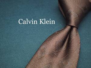 美品【Calvin Klein カルバンクライン】 C1099 ブラウン SILK ブランド ネクタイ 古着 良品