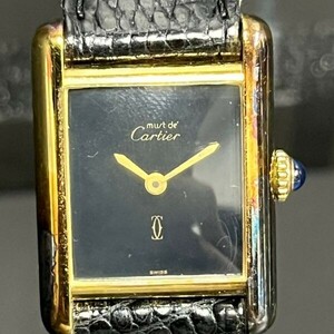 C030-C7-50 ◎ Cartier カルティエ マストタンク ヴェルメイユ 腕時計 レディース 手巻き SV925 革ベルト