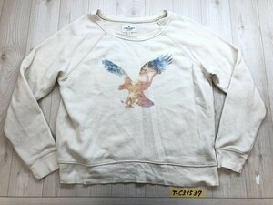 AMERICAN EAGLE アメリカンイーグル レディース プリント スウェットトレーナー L オフホワイト