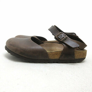 H■【24cm】ビルケンシュトック/BIRKENSTOCK MESSINA メッシーナ レザー サンダル/茶/LADIES■8 【中古】