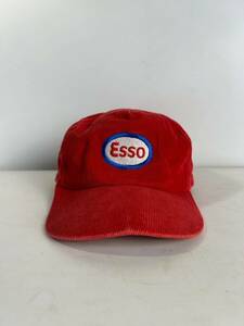 ヴィンテージ ESSO 80年代 ガソリンスタンド キャップ 古着 帽子 80s 5パネル コーデュロイ