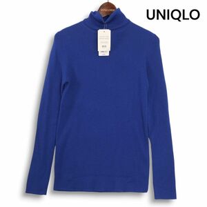 新品 23AW UNIQLO ユニクロ エクストラファインメリノ ウール100% リブ タートル ニット セーター Sz.XL　レディース 大きい　K4T01744_A#K