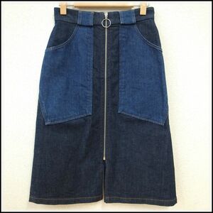 6093T　A.P.C. アーペーセー　ジョーパッチポケット デニムスカート　サイズ:34 (S)　インディゴブルー　綿98％　フロントファスナー