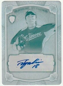 【1/1】和田毅 直筆サインカード 2013 TOPPS SUPREME CYAN PRINTING PLATE Auto 1of1