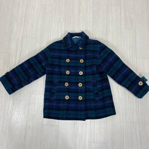 YZ0980 Berrys Berry ベリーズベリー キッズ チェック柄 ウール含 コート アウター 110サイズ 子供服 お洒落 かわいい ネイビー あたたか