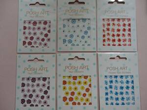 ☆★新品★☆POSH ART ネイルステッカー 花 ６枚セットC①