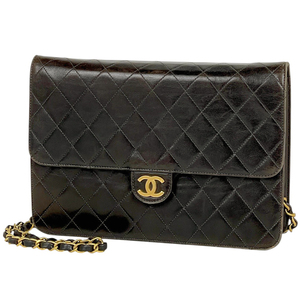 シャネル CHANEL マトラッセ シングルフラップ チェーン ショルダーバッグ ココマーク レザー ブラック A03570 レディース 【中古】