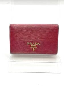 【送料無料】PRADA　プラダ　二つ折りカードケース　名刺入れ　レッド　サフィアーノ　W11　H7