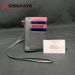 中古 Vivienne Westwood ボタニカルフラグメントケース レザー グレー ボスハールト柄 ヴィヴィアン ウエストウッド カードケース