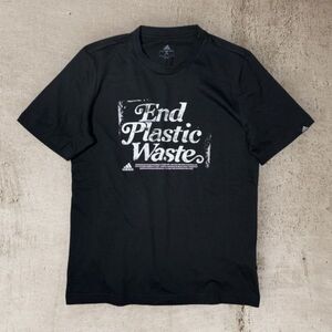 ★新品未使用タグ付★adidas 半袖Tシャツ M ブラック ピスネーム End Plastic Wasteプリント アディダス プレス済み 1407