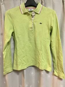 【LACOSTE/ラコステ】長袖ポロシャツ/40★黄緑★ゴルフ★レディース★USED