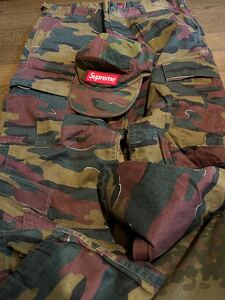 supreme cargo pants x camp cap setカラー　迷彩　美中古　サイズ　36キャップ　フリー　シュプリーム