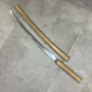 [7-284]模造刀 日本刀 鍔なし 木製 し/木製白鞘 居合 コスプレ 道具 レプリカ 約104.5cm