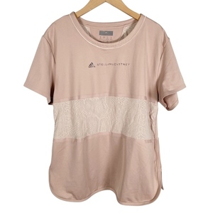 アディダス バイ ステラマッカートニー adidas by Stella McCartney Tシャツ ロゴ メッシュ ピンクベージュ XL相当 レディース