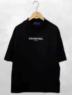 ADANS モックネック ロゴ プリント 半袖 Tシャツ カットソー M