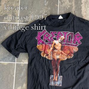 kreator outcast ビンテージ Tシャツ 両面プリント 1997 クリエイター in flames 来日 メタルT 90s ロックT インフレイムス