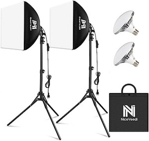 【新品送料無料】NiceVeedi 2パック写真撮影ソフトボックス 40x40cmライトボックス LED 撮影用照明キット 160cm調整可能三脚付き 5400K