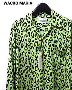 M【WACKO MARIA LEOPARD HAWAIIAN SHIRT L/S 21FW-WMS-HI04 GREEN ワコマリア レオパードハワイアンシャツ ヒョウ柄 グリーン】