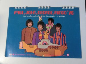 Kml_ZZ1372／ ビートルズ　1976年カレンダー　PAUL, JOHN, GEORGE, RINGO 