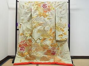 平和屋1■色打掛　和装　婚礼　結婚式　花嫁　神社挙式　銀駒刺繍　御所車鳳凰松梅文　金銀糸　逸品　CAAE1661gh