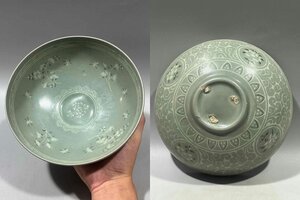 ■観心・時代旧蔵■C255珍品旧蔵 朝鮮 高麗磁 朝鮮古陶磁器 古高麗 李朝時代 高麗青磁大碗