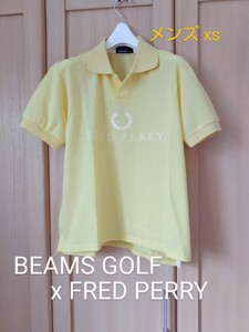BEAMS GOLF x FRED PERRY メンズxs ビームスゴルフ 別注フレッドペリー 半袖 BIG ポロシャツ イエロー 日本製 正規品 20SS