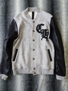 【レザーとコットンの秀逸な組み合わせ】クロムハーツ　CHROME HEARTS　スタジャン　ジャケット　CH　レザーパッチ　国内正規品S