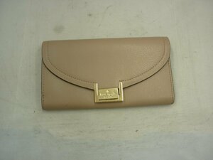 【KATE SPADE】ケイトスペード　二つ折り長財布　ベージュ　レザー　SY02-DM7