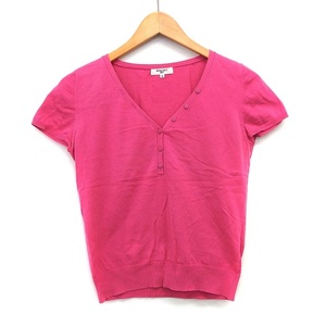 N.Natural Beauty Basic N.ナチュラルビューティーベーシック カットソー Tシャツ 半袖 Vネック 綿 M チェリーピンク /HT21 レディース