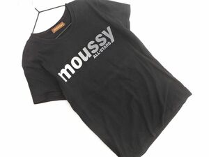 ネコポスOK MOUSSY マウジー ロゴ プリント Tシャツ sizeS/黒 ■◆ ☆ djd0 レディース