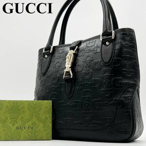 【極美品】GUCCI グッチ ニュージャッキー ハンドバッグ ワンショルダー レザー 革 ホースビット エンボス ゴールド金具 ブラック 黒