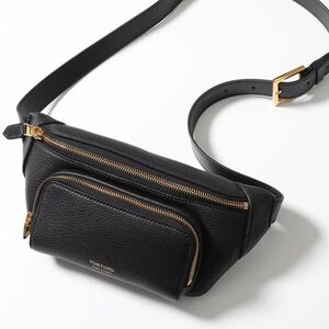 【正規品】希少モデル TOM FORD トムフォード カーフレザー ボディバッグ ショルダーバッグ ウエストバッグ レザー 本革 ブラック 極美品