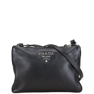 プラダ 斜め掛け ショルダーバッグ 1BHO46 ブラック レザー レディース PRADA 【中古】