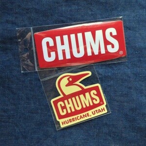 CHUMS ステッカー 2枚セット CH62-1072 CH62-1124 RED 新品 防水素材