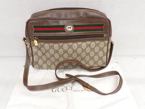 GUCCI グッチ オールドグッチ シェリーライン ショルダーバッグ PVC×レザー J3-MA