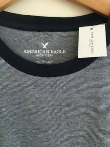 セール! 残りわずか! 正規品 本物 新品 アメリカンイーグル Tシャツ AMERICAN EAGLE オシャレ ブルー ストライプ 着心地抜群 綿100% XS ( S