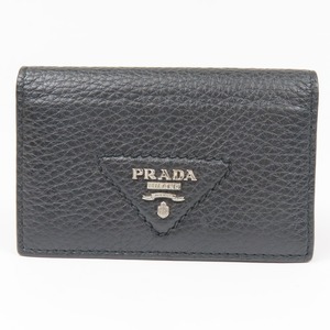 95814★1円スタート★PRADA プラダ 新品同様美品 三角ロゴ パスケース 名刺入れ ビジネス カードケース レザー ブラック