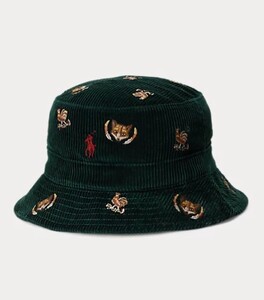 2024 最新！直営　日本未発売　Polo Ralph Lauren Embroidered Corduroy Bucket Hat　コーデュロイ バケットハット　本物をお届けします！e