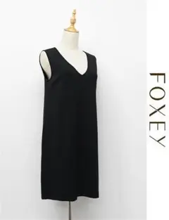 HGC-F347/未使用 FOXEY ワンピース ストレッチ Vネック 40 黒