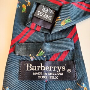 BURBERRY(バーバリー)紺赤線ゴルフホースロゴネクタイ