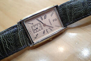 美品 正規 ◆ティソ/TISSOT レクタンギュラー ◆クラシック/コッパー(サーモン）文字盤 腕時計