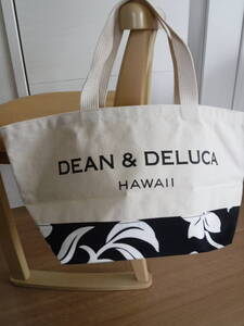 税不要特価 新品 正規品!DEAN＆DELUCA ディーン＆デルーカ ハワイ限定 花柄 ハイビスカス柄 大きめロゴ トートバッグ♪エコバッグ⑤