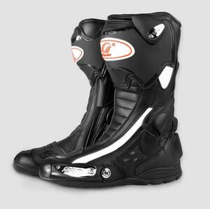 SALE！ツーリングブーツ メンズ オフロード レーシング プロテクター バイク用靴 ライディングシューズ モトクロス 黒45[サイズ 選択可]