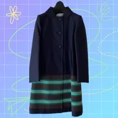 美品　PRADA ネイビー ボーダー裾 コート