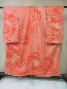 1円 良品 正絹 女児 子供着物 縮緬 七五三 和装 和服 総絞り 竹 梅 流水 高級 袷 身丈146cm 裄57cm【夢職】★★★