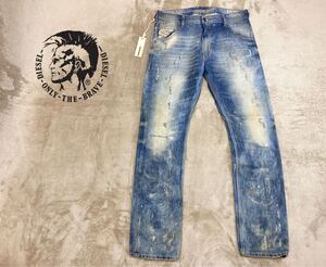 新品！￥40,950 イタリア製【DIESEL】ディーゼル「KROOLEY WASH 0886P」ヴィンテージ加工デニム W31 レギュラースリムキャロット 