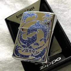 新品　ZIPPO アーマー　ドルフィン　ラメブルー　イルカ　ジッポー　送料無料