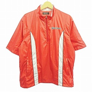 テーラーメイド taylormade ハーフジップ シャツジャケット 半袖 ゴルフ ウエア ロゴプリント 赤 L 0817 ECO メンズ