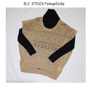 B.C STOCK*simplicite★鉤針編み*ドルマンスラブプルオーバー/新品