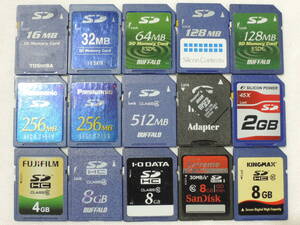 San Disk/SDカード/SD CARD×14枚＋micro SD(アダプター付)×1枚 合計15枚　16MB/32MB/64MB/128MB/256MB/512MB/2GB/4GB/低容量